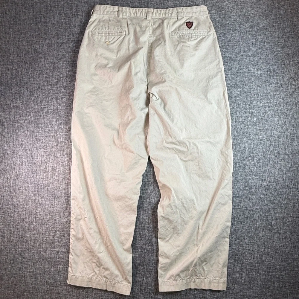 Vintage Mens Polo‎ Golf Pant | Measures 34x28 | Khaki Tan Pleated Cotton Chinos